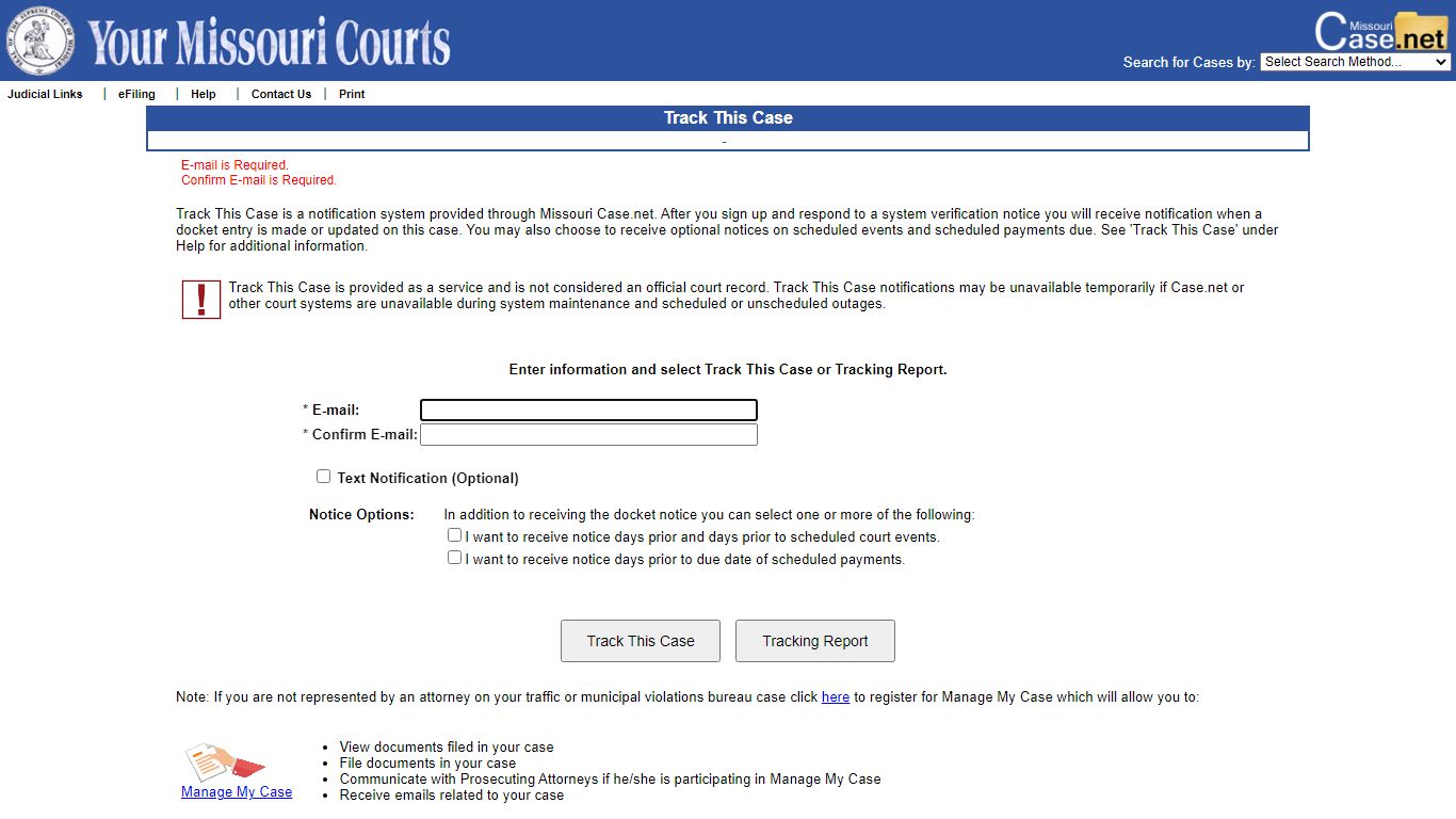 Case.net: Track A Case - Missouri Courts